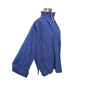 Womens Vintage Blazer Jacket/ Cardigan Made In India 100%‎ Cotton Natural Blue